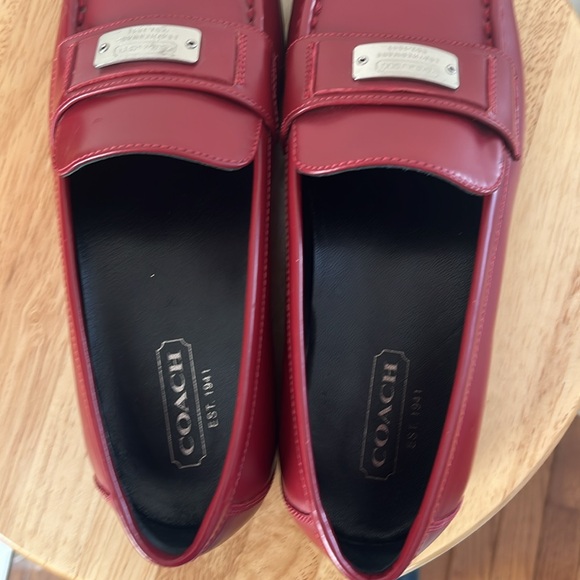Coach Red Leather Loafers - Picture 11 of 16